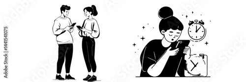 silhouette, black and white, smartphone, mobile phone, hand holding phone, person with smartphone, man silhouette, woman silhouette, mobile device, digital device, minimalistic, monochrome, communicat