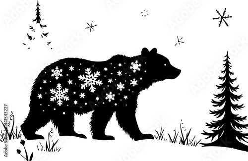 Bear Forest Winter Wonderland SVG - Nature Silhouette