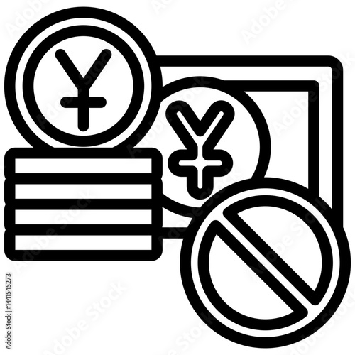 Boycott mini illustration black outline icon, use for trade wars, economy, business, finance, economic competition, UI, UX kit, app and web development, digital or print.