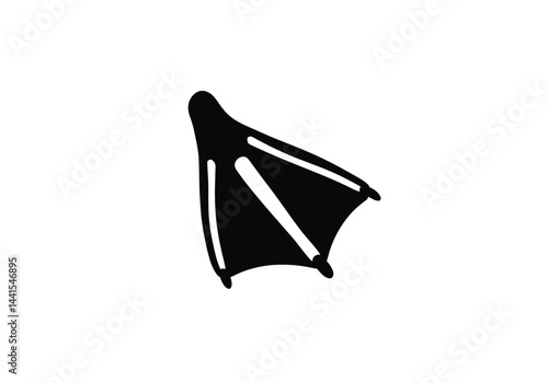 Duck feet silhouette. This image shows a black silhouette of a duck's webbed foot, also known as a duck's foot or duck's paw. Vector clipart illustration design.