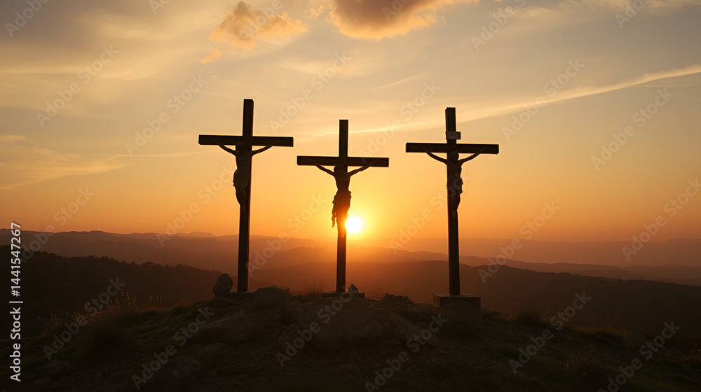 custom made wallpaper toronto digitalAt sunrise there is a copy space image of three crosses being crucified on a hill