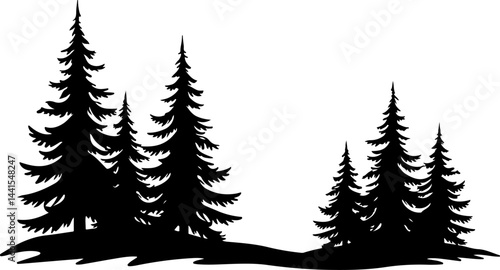 Silhouette of Pine Trees Vector set