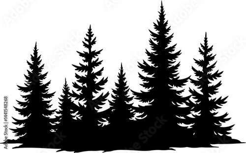 Silhouette of Pine Trees Vector set