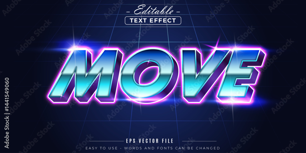 Naklejka premium Move 3d typography, editable text effect.