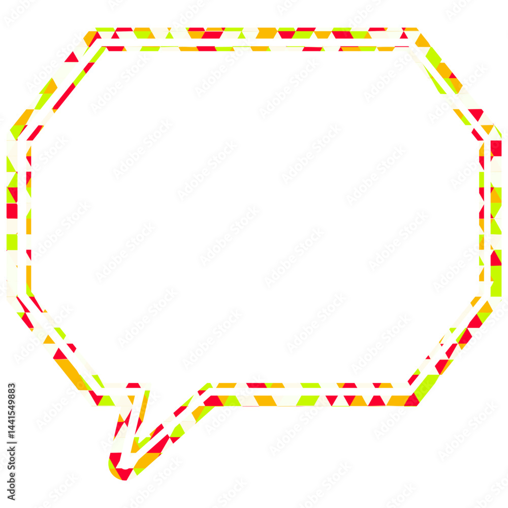 Naklejka premium ステンドグラス風吹き出し 三角形模様 角のある八角形