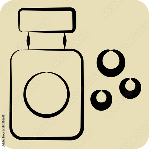 Icon Cosmetic Drug. related to Cosmetology symbol. hand drawn style. design editable
