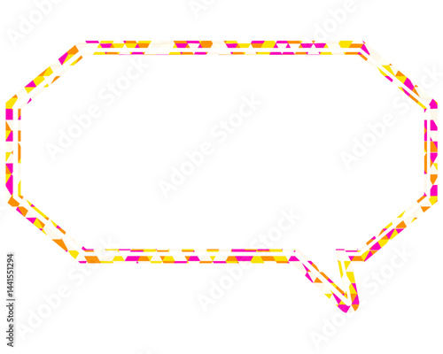 ステンドグラス風吹き出し　三角形模様　細長い八角形