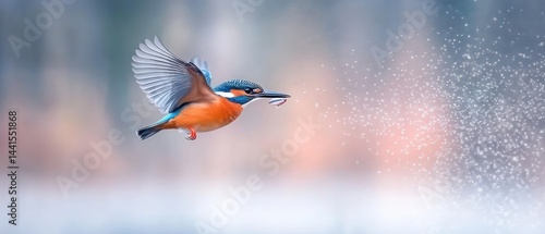 Obraz na płótnie Kingfisher in Flight: A Stunning Display of Nature's Beauty w salonie