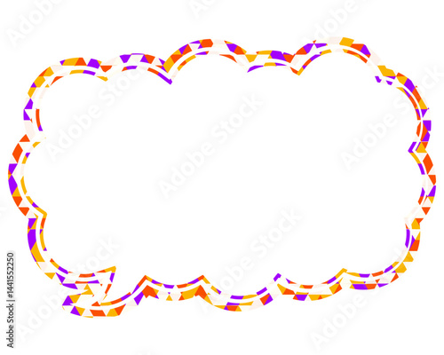 ステンドグラス風吹き出し　三角形模様　細長い雲形
