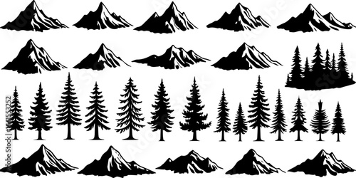 mountain tree Outdoor Adventure  vector bundle