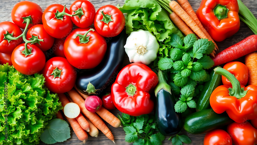 Fresh Organic Fruits and Vegetables Full Frame