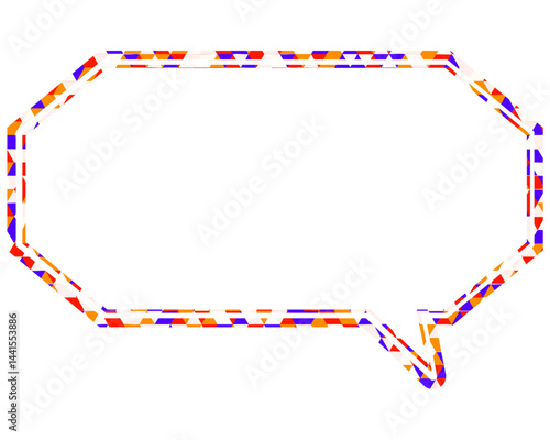 ステンドグラス風吹き出し　三角形模様　細長い八角形
