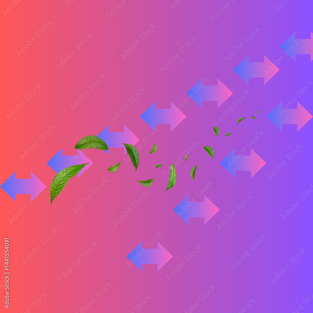 Fototapeta premium This is a design with leaves and gradient background