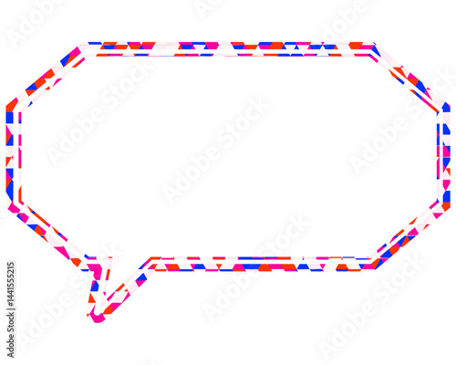 ステンドグラス風吹き出し　三角形模様　細長い八角形