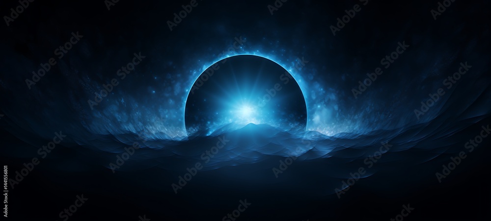 Fototapeta premium eclipse moon in Delfts Blauw,ai generative