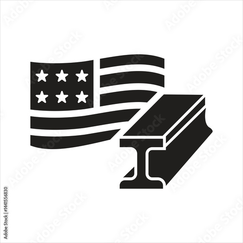 USA steel industry icon. Steel beam icon