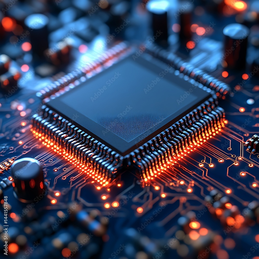 Illuminated central processing unit on circuit board (4) Illuminated central processing unit on circuit board (4)