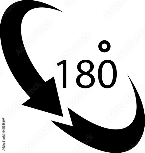 Angle 180 degrees icon , Rotation Degree icons Flat vector, geometric mathematical angle radian of 180 rotation arrow symbol, isolated on transparent background, used for mobile app, web page or ui