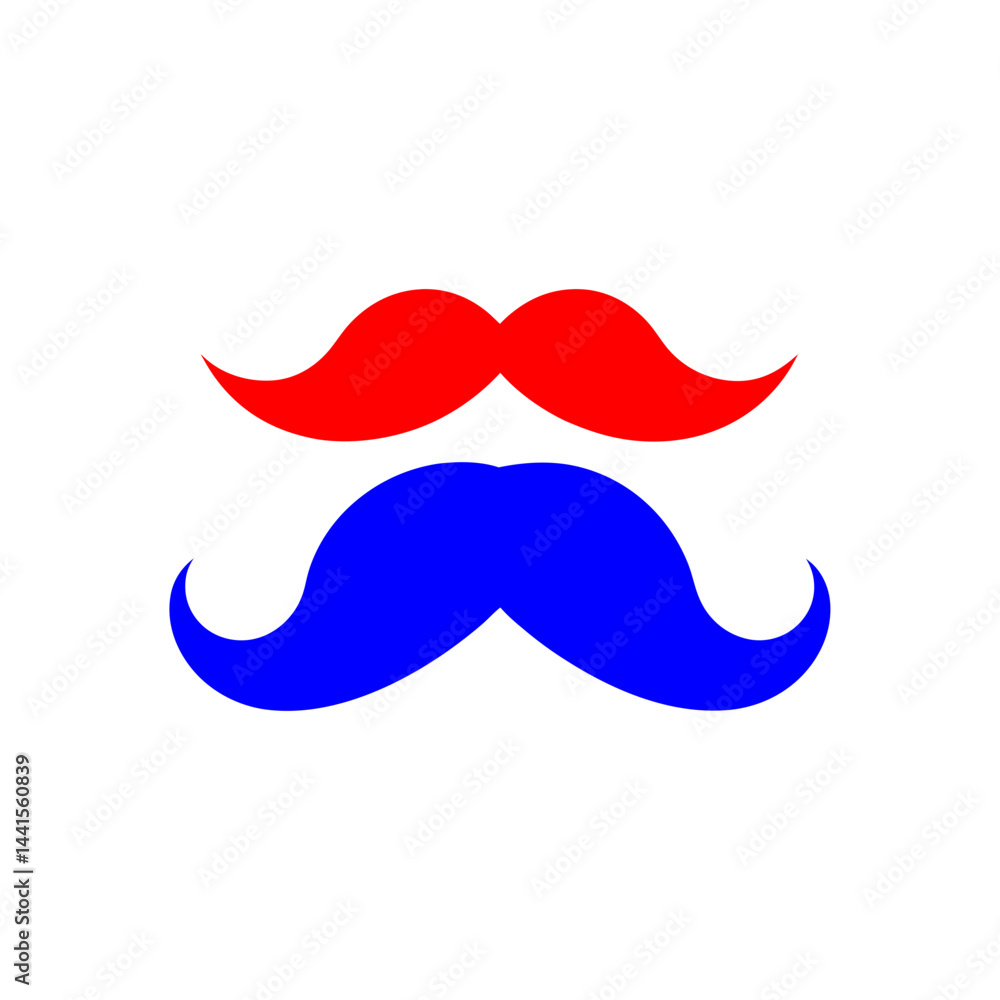 Red and Blue Mustaches Icon for Styling and Barber Shop Red and Blue Mustaches Icon for Styling and Barber Shop