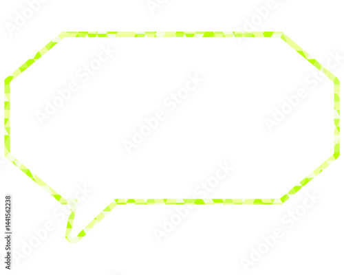 ステンドグラス風吹き出し　三角形模様　細長い八角形