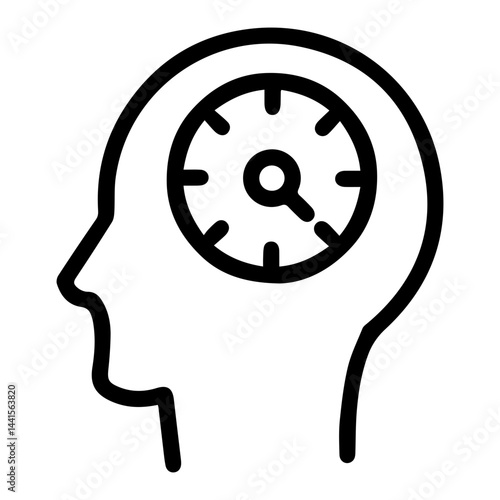 Speedometer in mind (outline style). Rushing thought, accelerating idea, fast concept, rapidly thinking, swift notion, hasty contemplation, quick brain, swift brain, rapid idea, velocity of thought