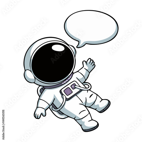 cute icon character floating astronaut and message bubble