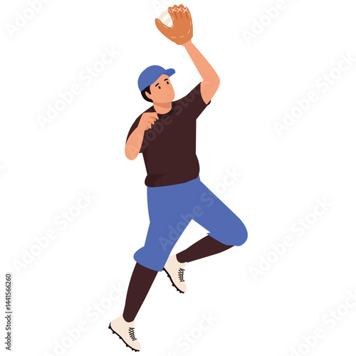 Baseball Player Jumping Catch
