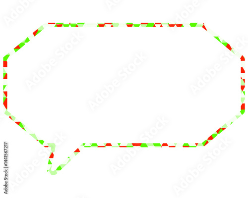 ステンドグラス風吹き出し　三角形模様　細長い八角形