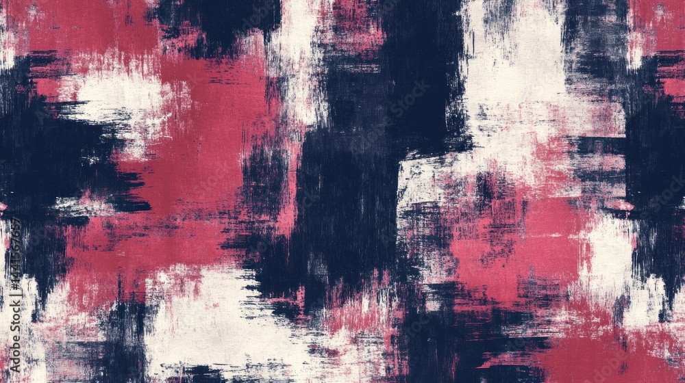 Abstract paint splatter pattern in shades of red, navy, and white Abstract paint splatter pattern in shades of red, navy, and white