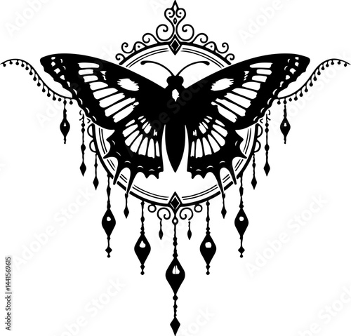Mystical Moth Tattoo Illustration design 