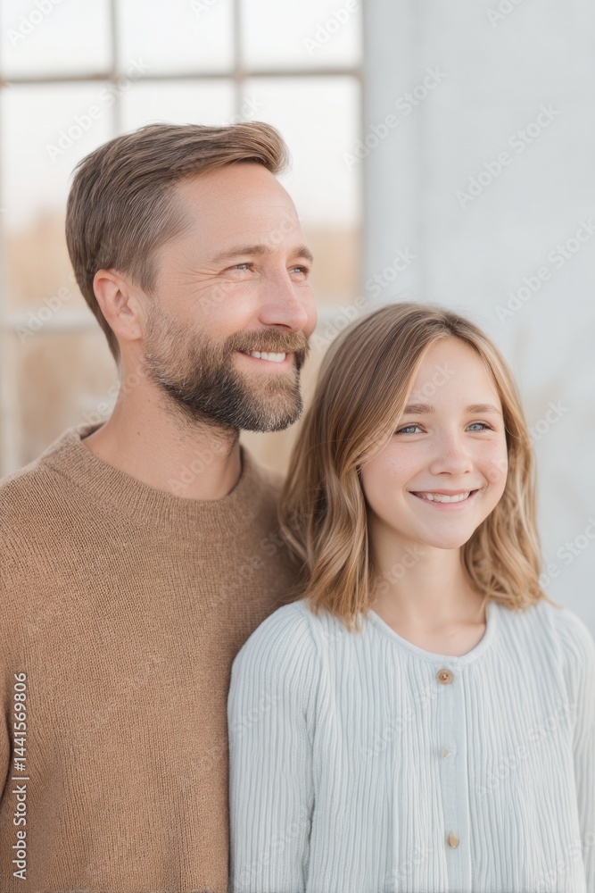 diverse family sits together in minimalistic clean room diverse family sits together in minimalistic clean room