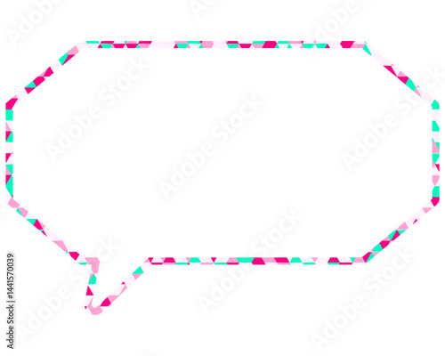 ステンドグラス風吹き出し　三角形模様　細長い八角形