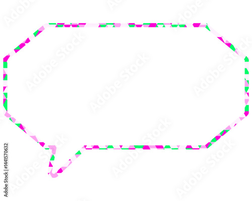 ステンドグラス風吹き出し　三角形模様　細長い八角形