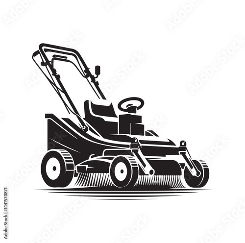 mowing Machine silhouette vector illustration