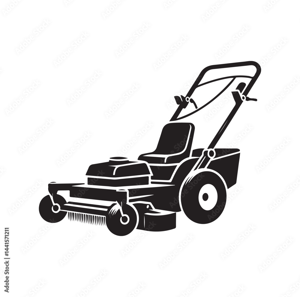 mowing Machine silhouette vector illustration mowing Machine silhouette vector illustration