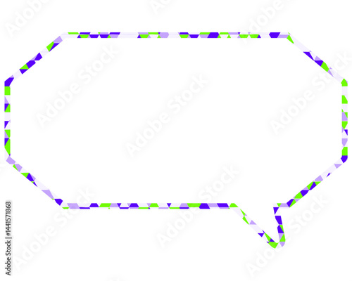 ステンドグラス風吹き出し　三角形模様　細長い八角形