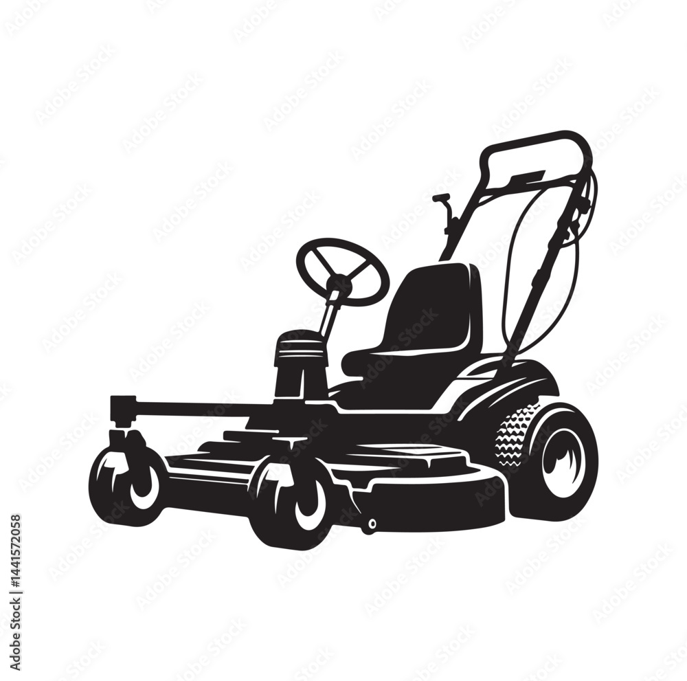 Fototapeta premium mowing Machine silhouette vector illustration