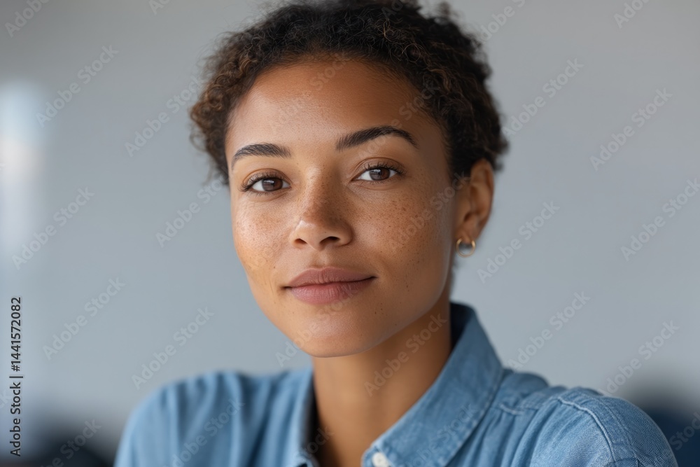 person looks directly at camera embodying effective communication skills with blurred background person looks directly at camera embodying effective communication skills with blurred background