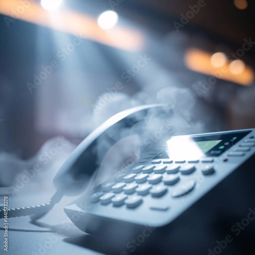 Obraz na płótnie Steaming Hot Phone Line - Business Communication Overload. w salonie