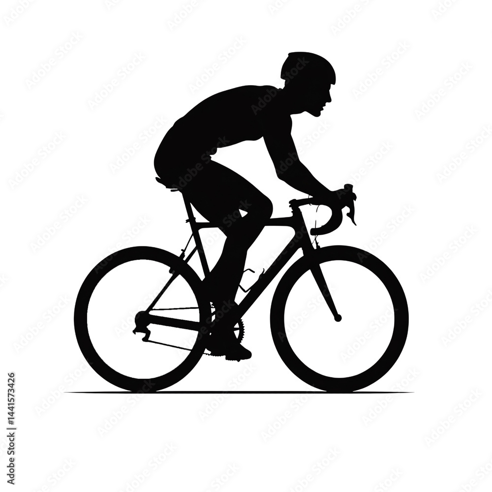 Cyclist silhouette, white isolate background Cyclist silhouette, white isolate background