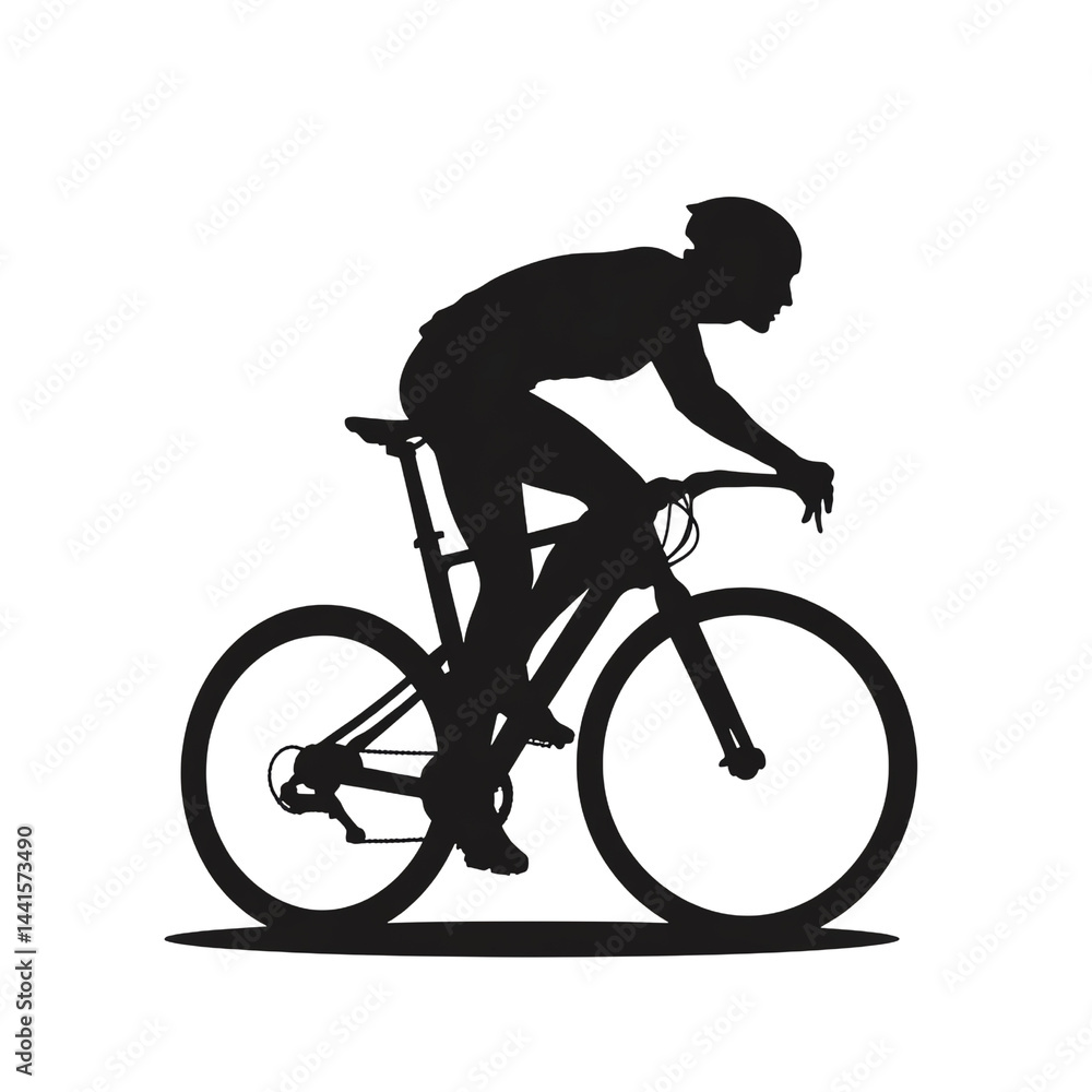 Naklejka premium Cyclist silhouette, white isolate background
