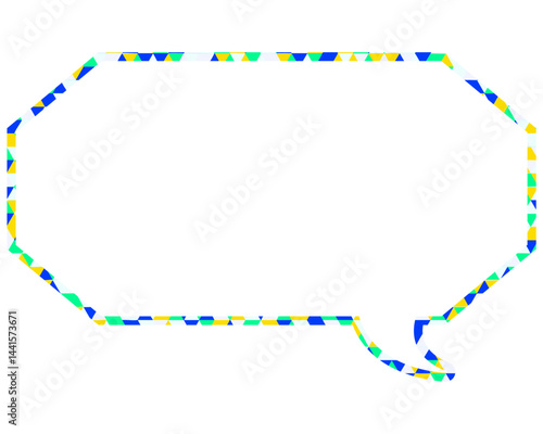 ステンドグラス風吹き出し　三角形模様　細長い八角形