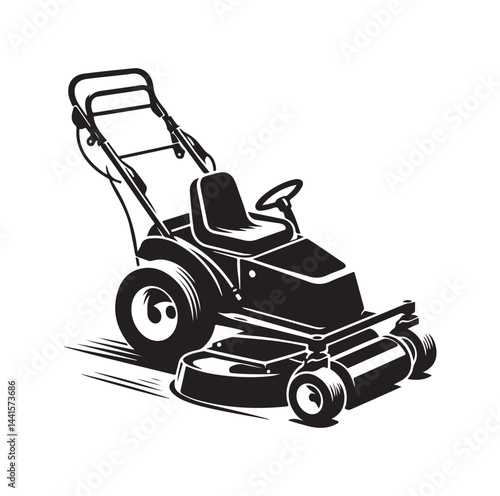 mowing Machine silhouette vector illustration
