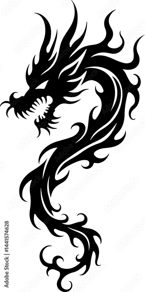 Obraz premium Flaming Dragon Tattoo's Design vector