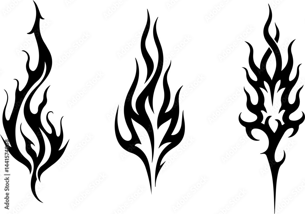 Obraz premium Tattoos Set of Vertical Tribal Designs vector