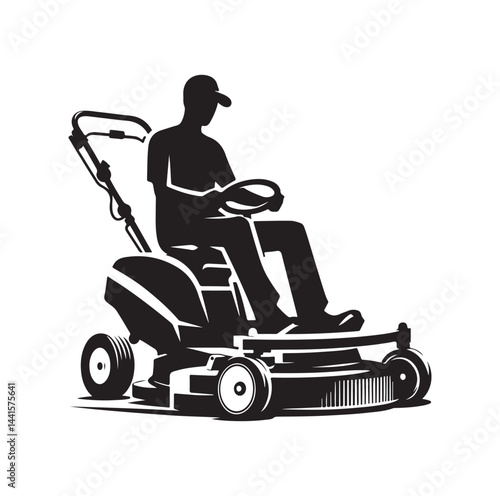 mowing Machine silhouette vector illustration