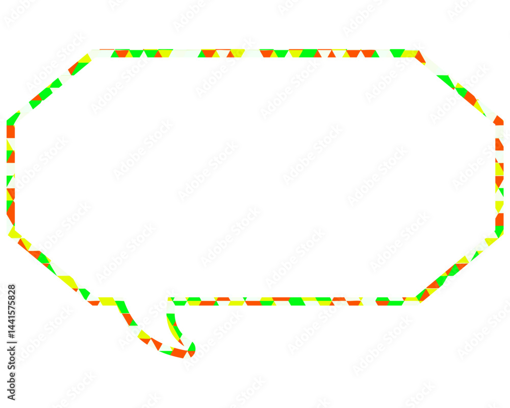 Fototapeta premium ステンドグラス風吹き出し 三角形模様 細長い八角形