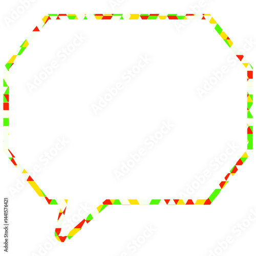 ステンドグラス風吹き出し　三角形模様　角のある八角形