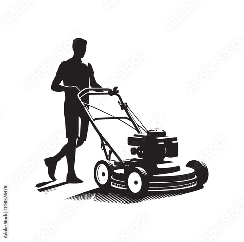 mowing Machine silhouette vector illustration