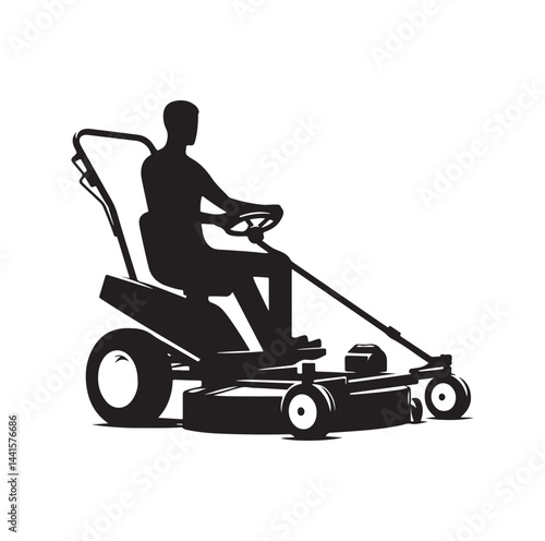 mowing Machine silhouette vector illustration